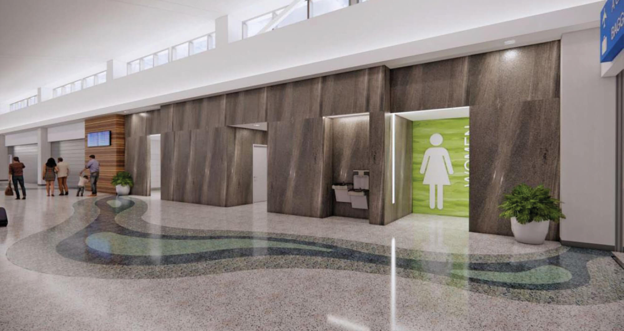 Architectural rendering of the Fresno Airport bathroom entry